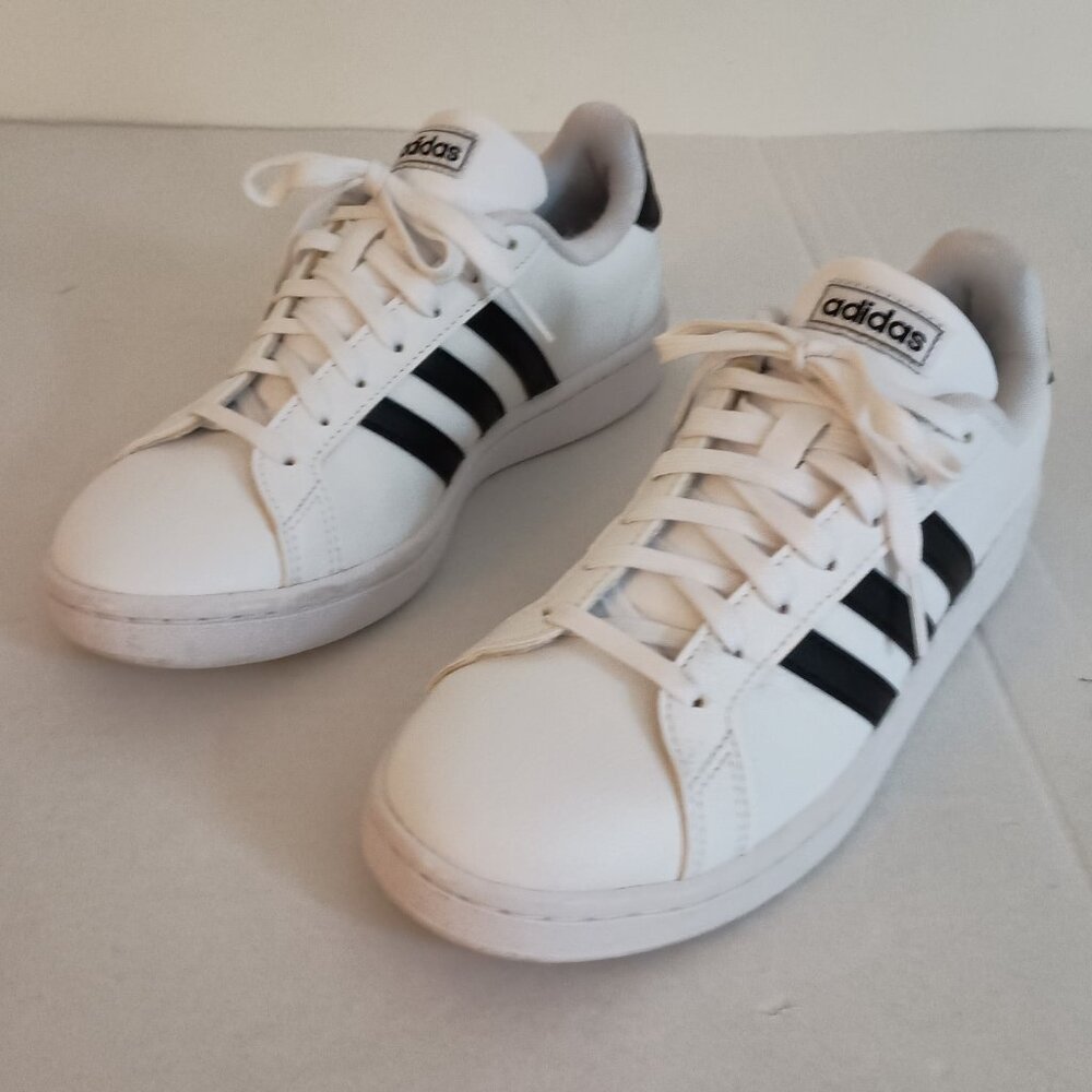 Adidas Grand Court White Sneakers w/ Black Stripes Women’s Size 8 - Picture 6 of 15